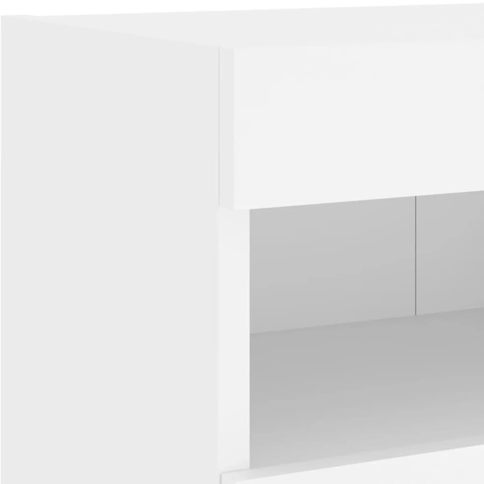 TV staliukas Sieninė TV sekcija su LED, 5 dalių, balta, apdirbta mediena