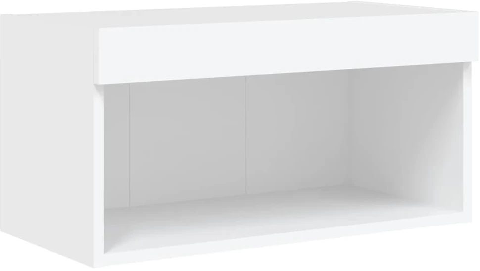 TV staliukas Sieninė TV sekcija su LED, 5 dalių, balta, apdirbta mediena