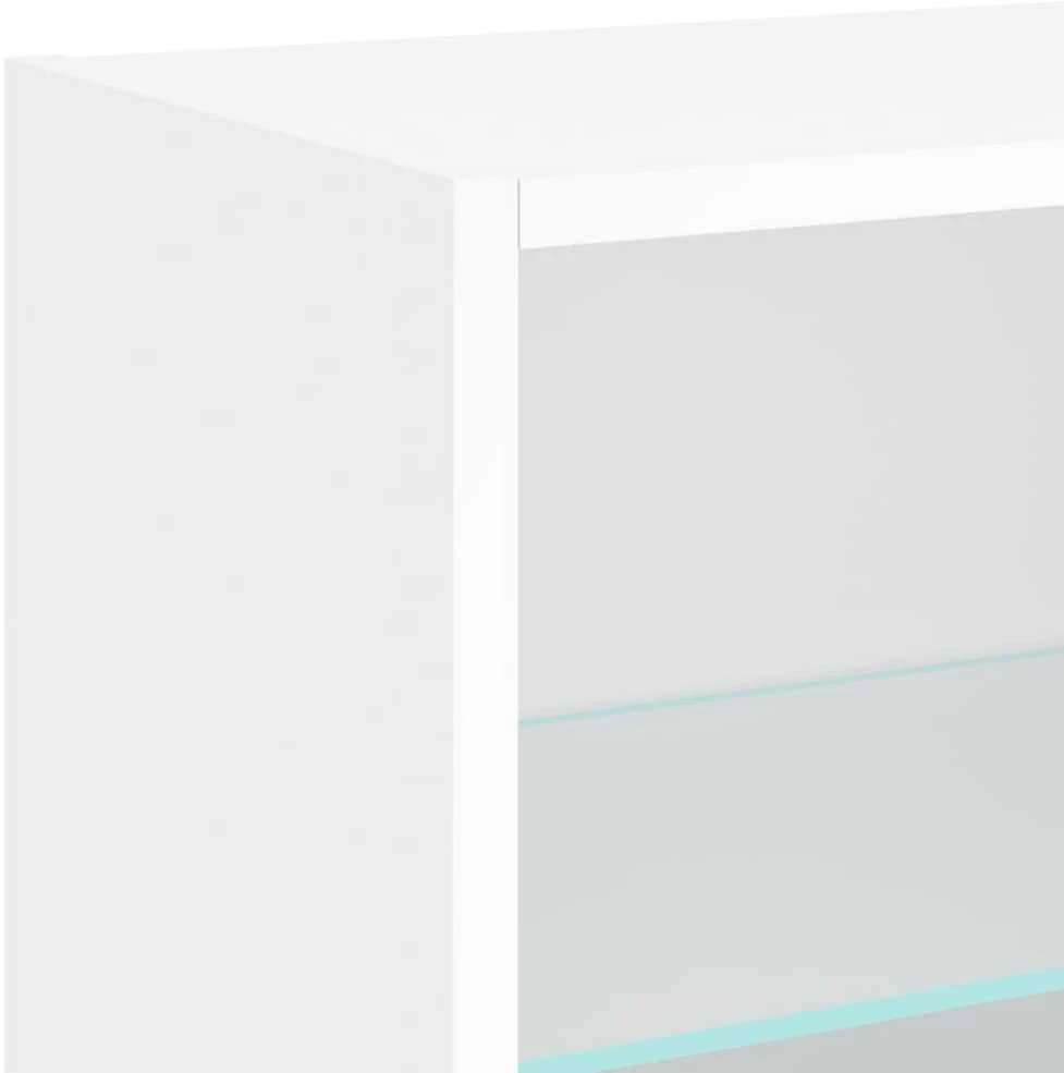 TV staliukas Sieninė TV sekcija su LED, 5 dalių, balta, apdirbta mediena