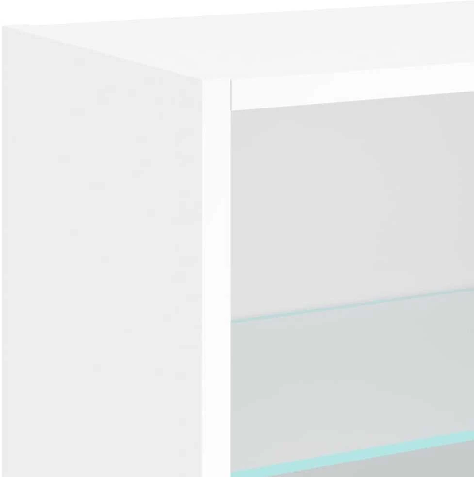 TV staliukas Sieninė TV sekcija su LED, 5 dalių, balta, apdirbta mediena