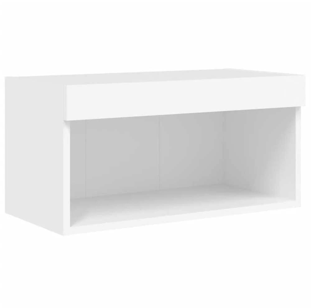 TV staliukas Sieninė TV sekcija su LED, 6 dalių, balta, apdirbta mediena