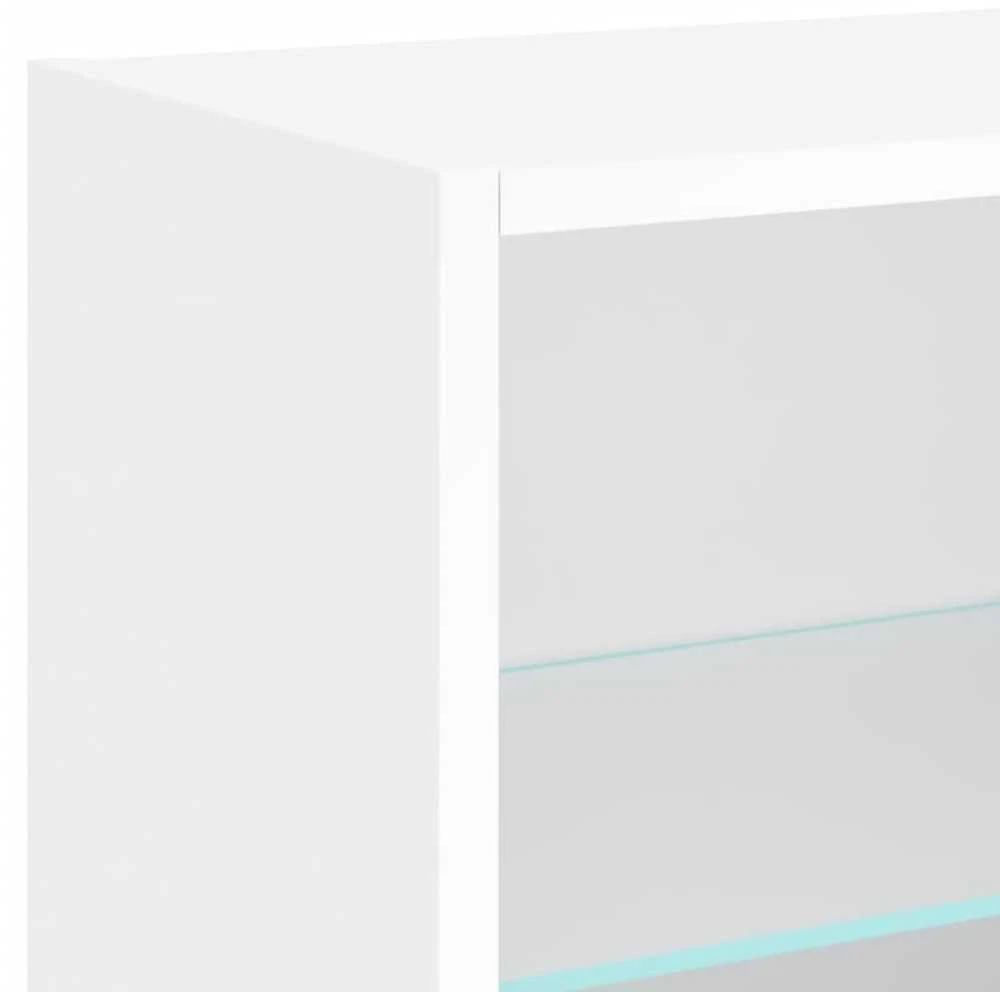 TV staliukas Sieninė TV sekcija su LED, 8 dalių, balta, apdirbta mediena