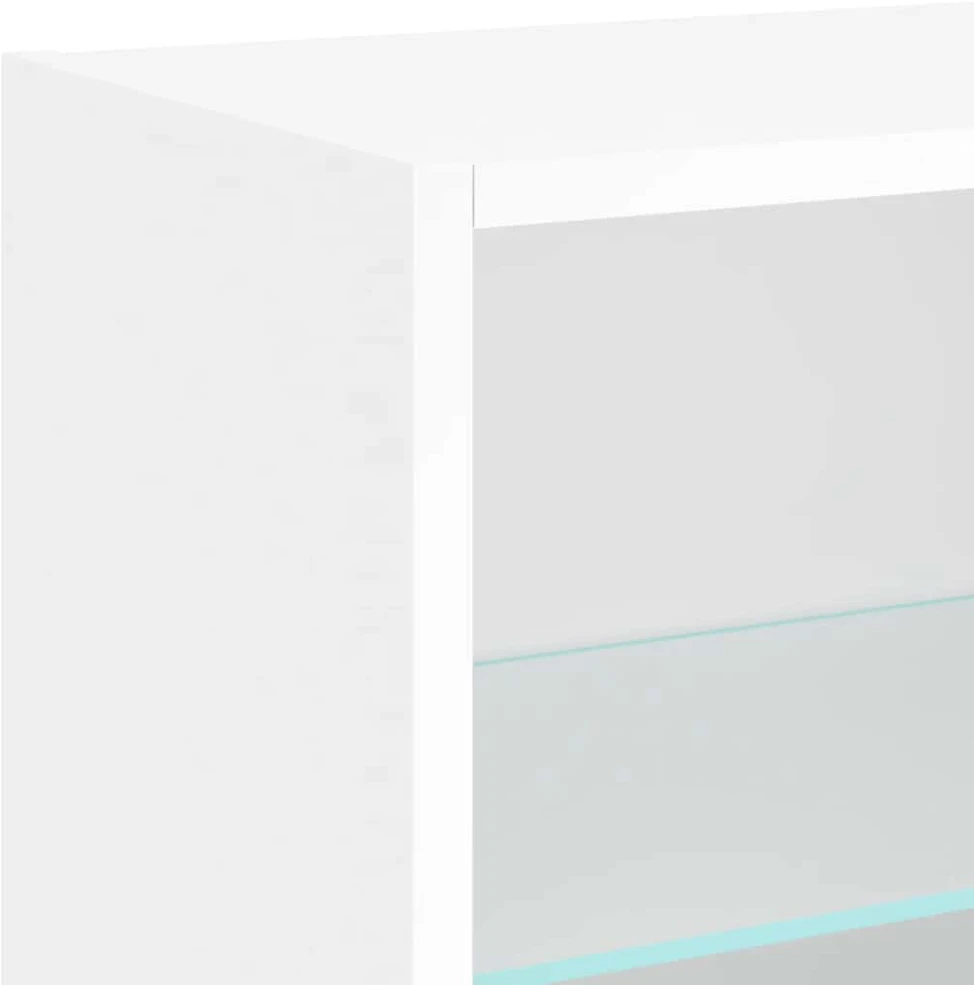 TV staliukas Sieninė TV sekcija su LED, 8 dalių, balta, apdirbta mediena