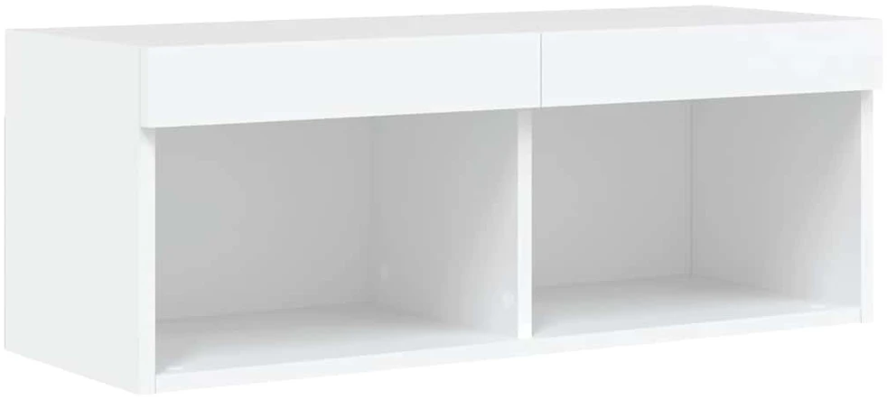 TV staliukas Sieninė TV sekcija su LED, 8 dalių, balta, apdirbta mediena