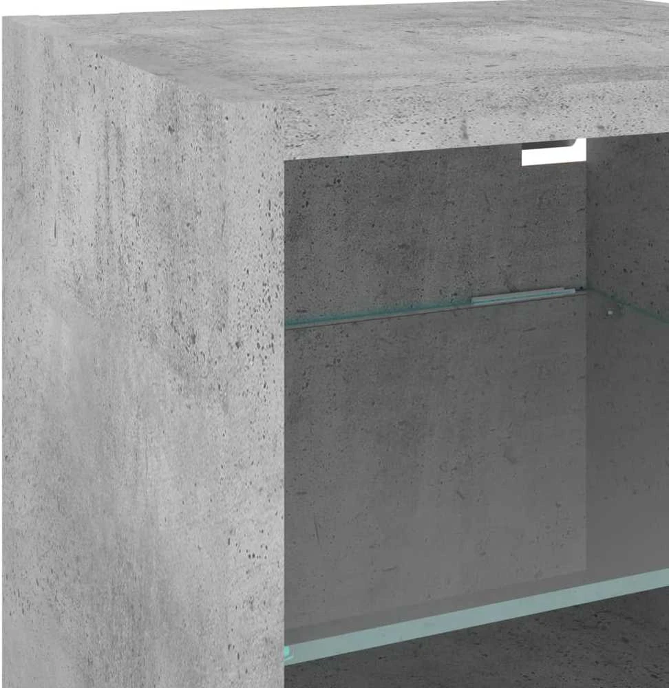 TV staliukas Sieninė TV sekcija su LED, 8 dalių, betono, apdirbta mediena