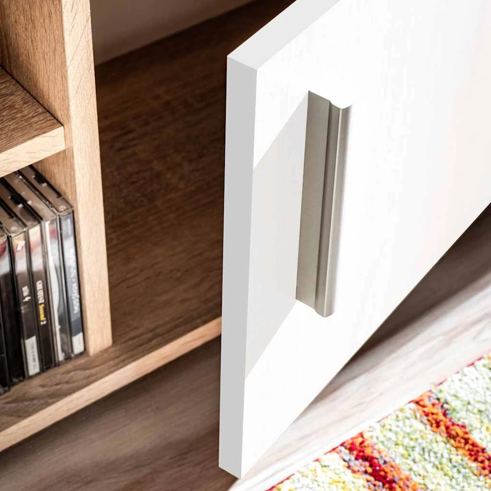 TV staliukas Sieninė TV sekcija su LED švies., Sonoma ąžuolo mediena, balta