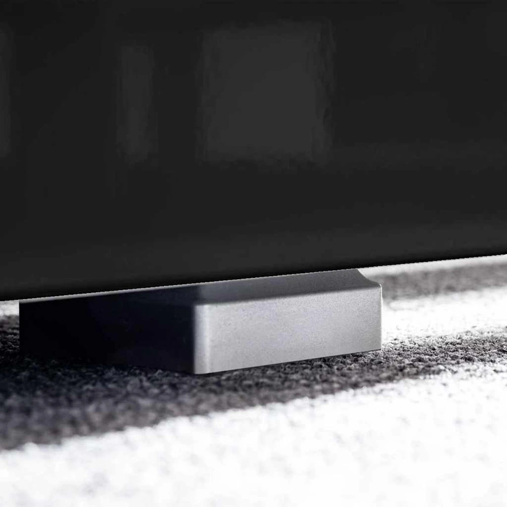 TV staliukas Sieninė TV sekcija su LED šviesomis, 5 d., blizgi, juoda