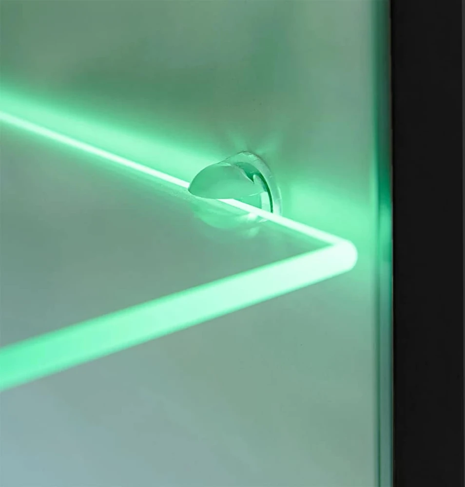 TV staliukas Sieninė TV sekcija su LED šviesomis, 5 d., blizgi, juoda