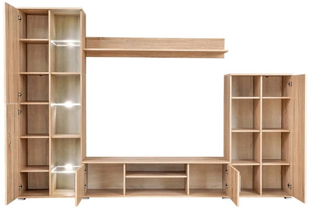 TV staliukas Sieninė TV sekcija su LED šviesomis, Sonoma ąžuolo mediena