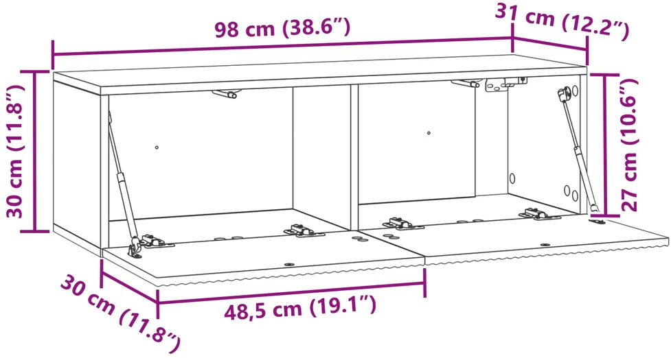 TV staliukas Sieninė TV spintelė 98 x 31 x 30 cm Betono pilka
