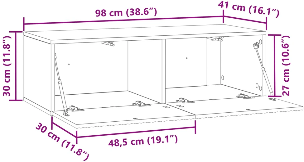 TV staliukas Sieninė TV spintelė 98 x 41 x 30 cm Betono pilka