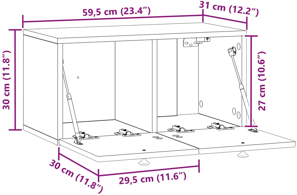 TV staliukas Sieninė TV spintelė 59,5 x 31 x 30 cm Balta
