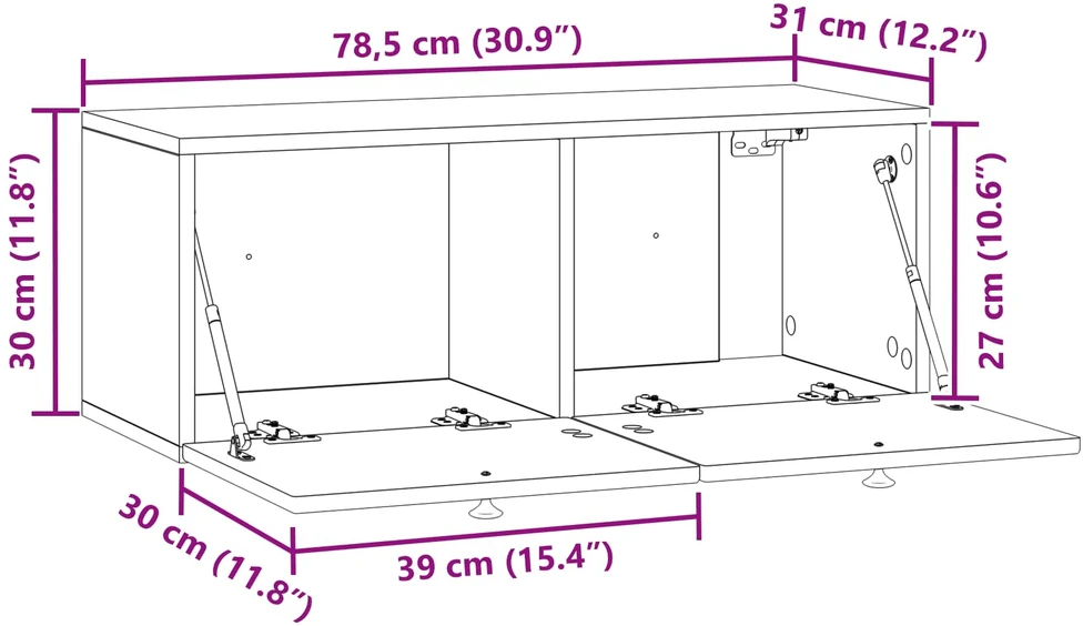 TV staliukas Sieninė TV spintelė Balta 78,5 x 31 x 30 cm Apdirbta mediena