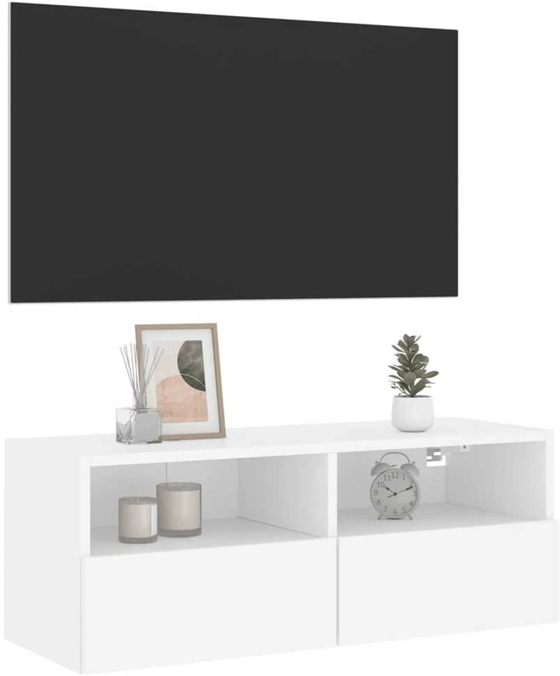 TV staliukas Sieninė TV spintelė, balta, 80x30x30cm, apdirbta mediena