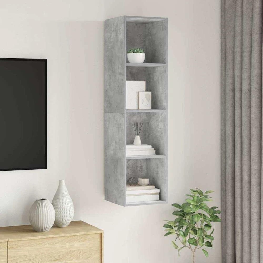 TV staliukas Prie sienos montuojama TV spintelė, pilka, 37x37x142,5cm, MDP