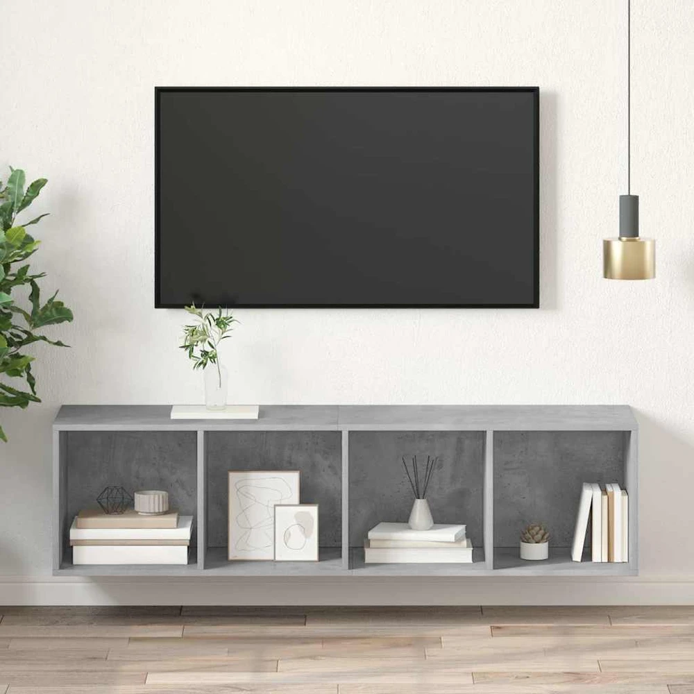 TV staliukas Prie sienos montuojama TV spintelė, pilka, 37x37x142,5cm, MDP