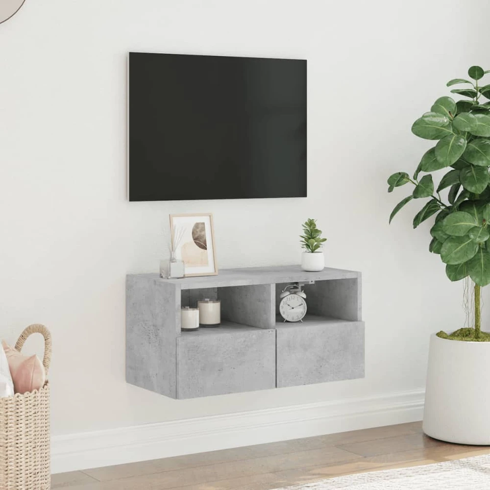 TV staliukas Sieninė TV spintelė, betono pilka, 60x30x30cm, apdirbta mediena