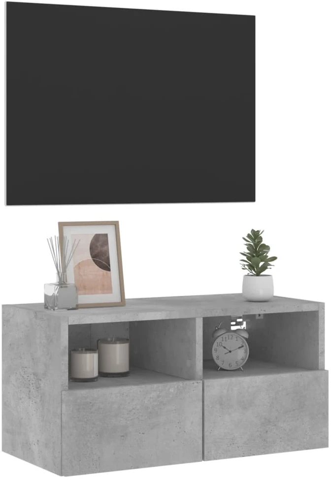 TV staliukas Sieninė TV spintelė, betono pilka, 60x30x30cm, apdirbta mediena