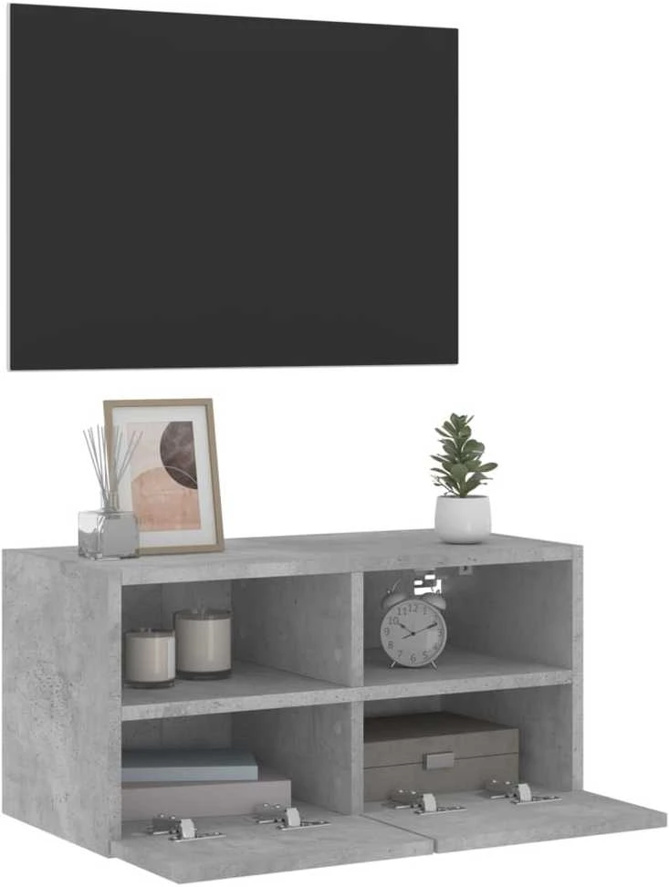 TV staliukas Sieninė TV spintelė, betono pilka, 60x30x30cm, apdirbta mediena
