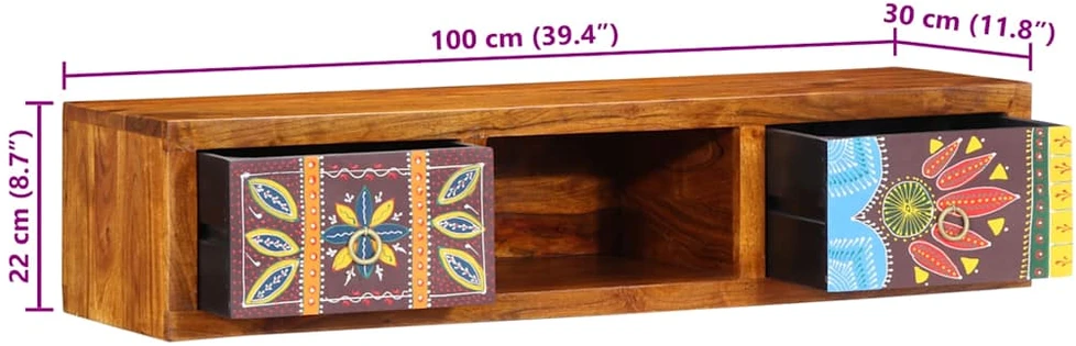 Sieninė TV spintelė Daugiaspalvė 100x30x22 Akacijos masyvo