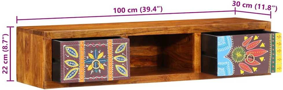 Sieninė TV spintelė Daugiaspalvė 100x30x22 Akacijos masyvo