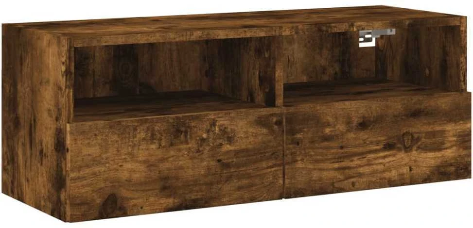 TV staliukas Sieninė TV spintelė, dūminio ąžuolo, 80x30x30cm, mediena