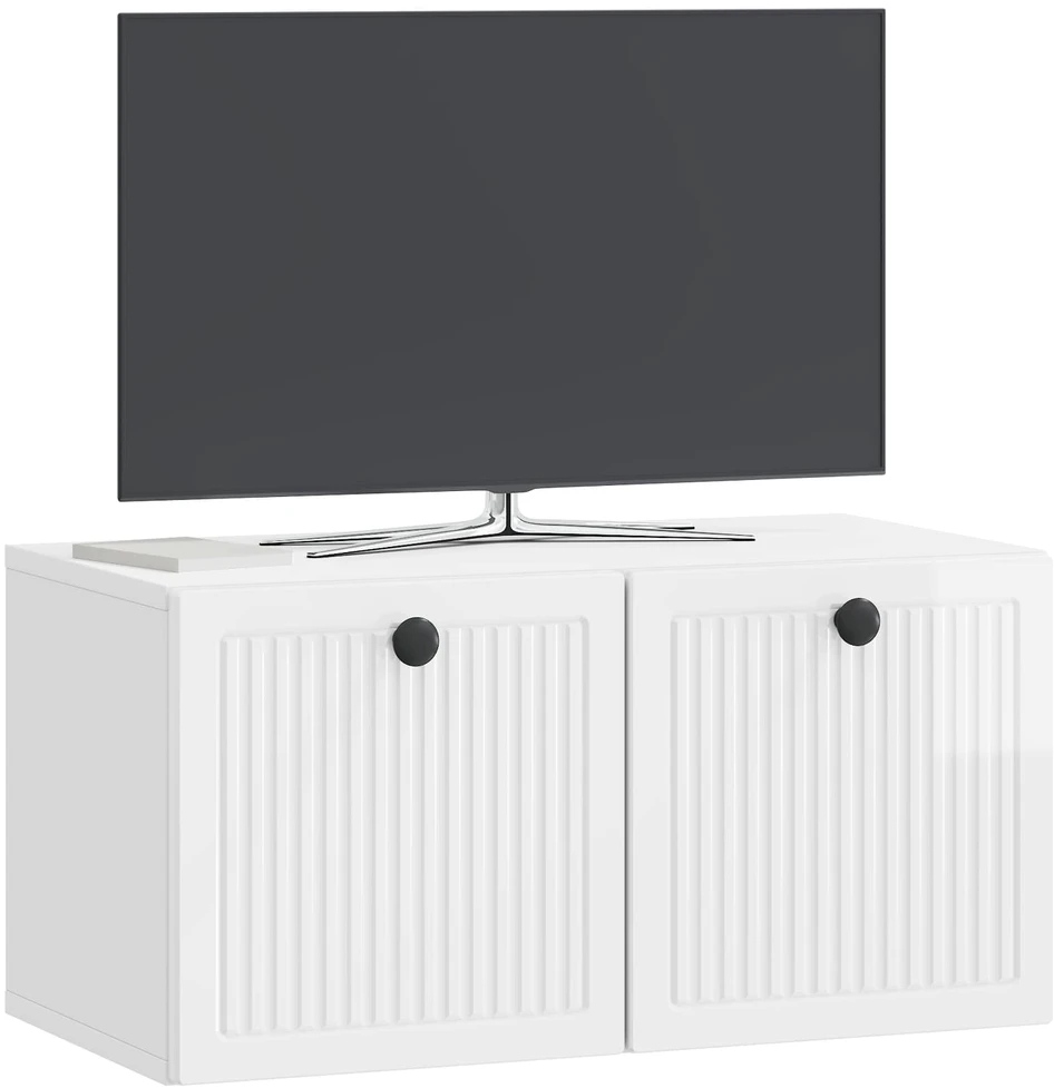 TV staliukas Sieninė TV spintelė Itin blizgi balta 59,5 x 31 x 30 cm