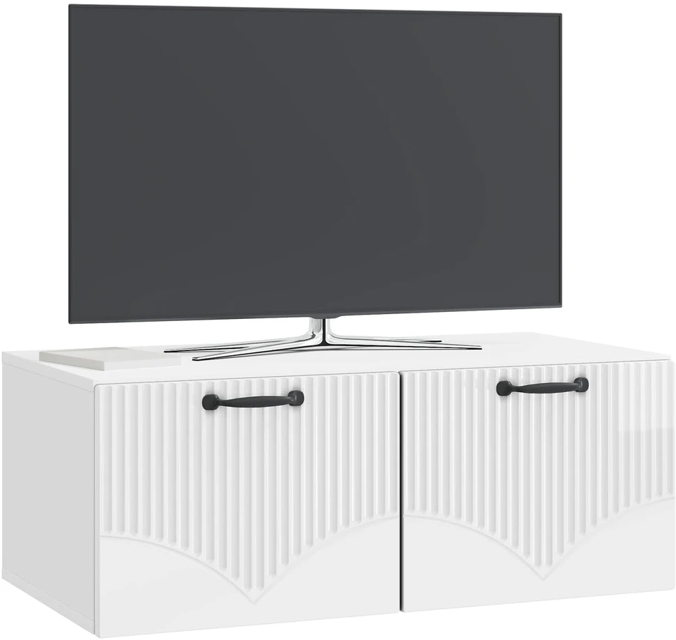 TV staliukas Sieninė TV spintelė Itin blizgi balta 78,5 x 41 x 30 cm