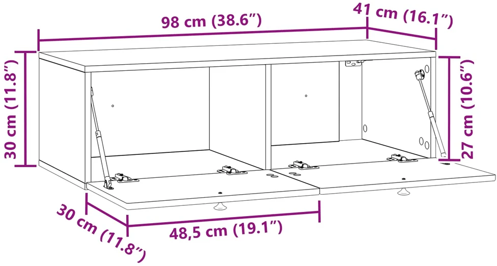 TV staliukas Sieninė TV spintelė Juoda 98 x 41 x 30 cm Apdirbta mediena