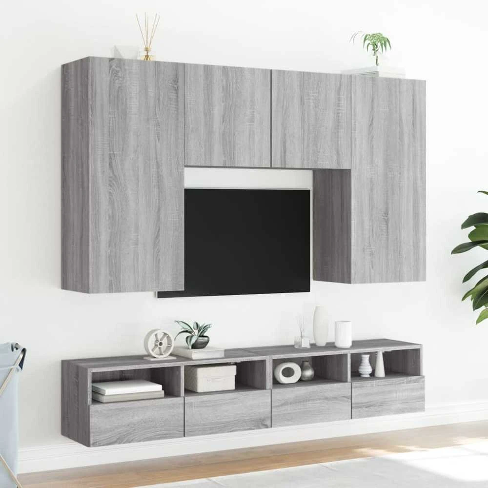 TV staliukas Sieninė TV spintelė, pilka ąžuolo, 100x30x30cm, mediena