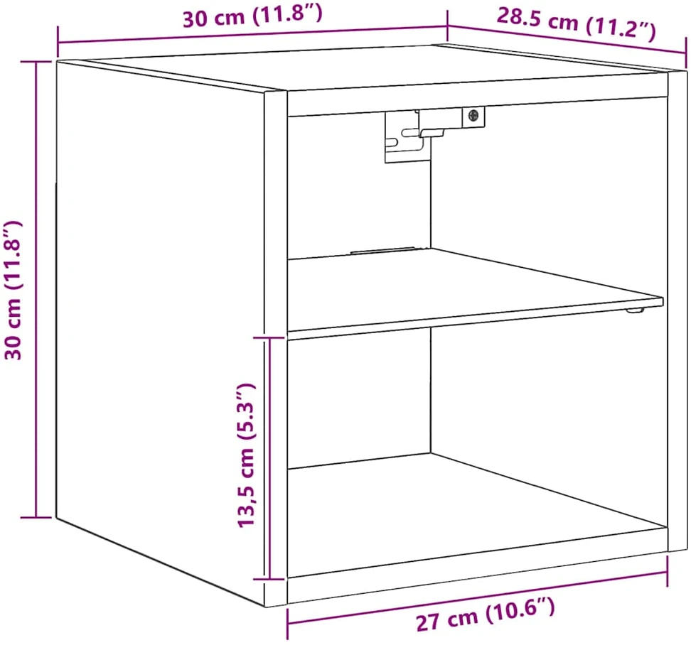 TV staliukas Sieninė TV spintelė su LED lemputėmis, artisano, 30x28,5x30cm