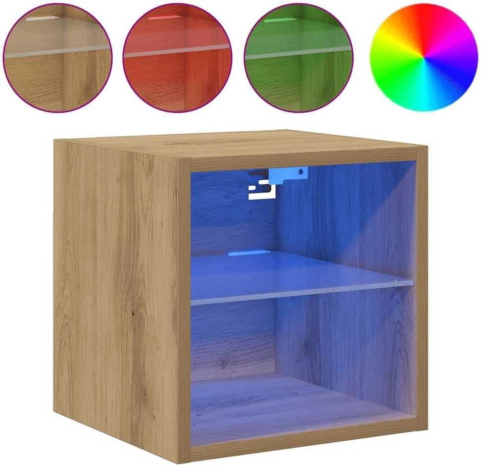 TV staliukas Sieninė TV spintelė su LED lemputėmis, artisano, 30x28,5x30cm