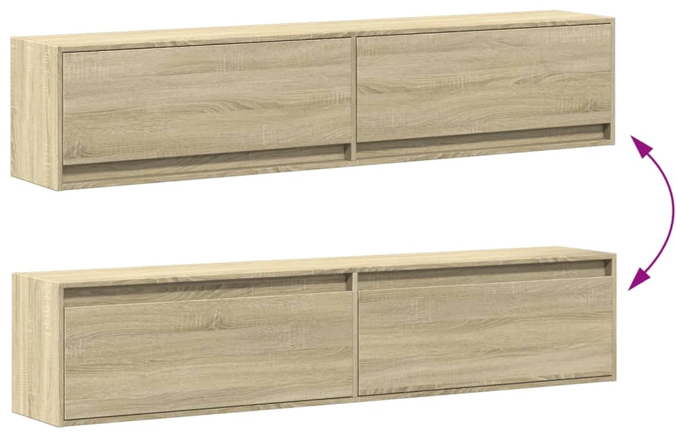 TV staliukas Sieninė TV spintelė su LED lemputėmis, ąžuolo, 180x31x38cm