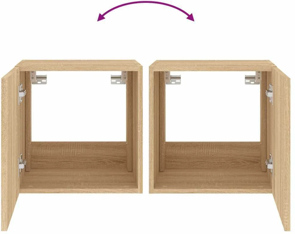 TV staliukas Sieninė TV spintelė su LED lemputėmis, ąžuolo, 40,5x35x40cm