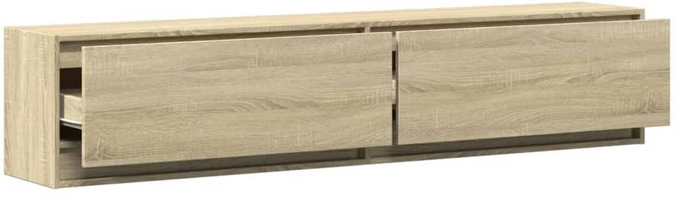 TV staliukas Sieninė TV spintelė su LED lemputėmis, ąžuolo, 180x31x38cm