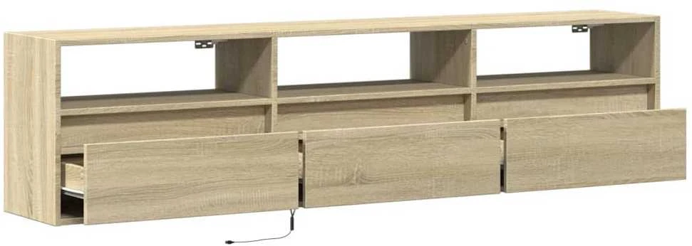 TV staliukas Sieninė TV spintelė su LED lemputėmis, ąžuolo, 180x31x45cm