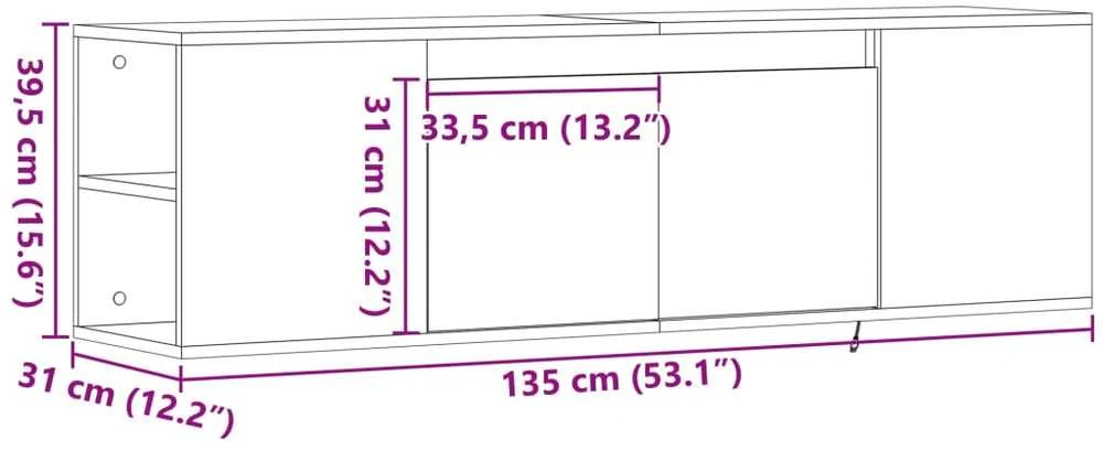 TV staliukas Sieninė TV spintelė su LED lemputėmis, ąžuolo, 135x31x39,5cm