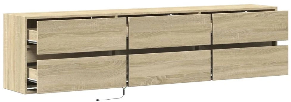 TV staliukas Sieninė TV spintelė su LED lemputėmis, ąžuolo, 180x31x45cm