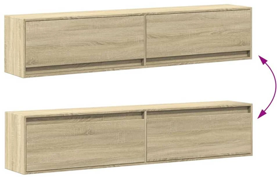 TV staliukas Sieninė TV spintelė su LED lemputėmis, ąžuolo, 180x31x38cm