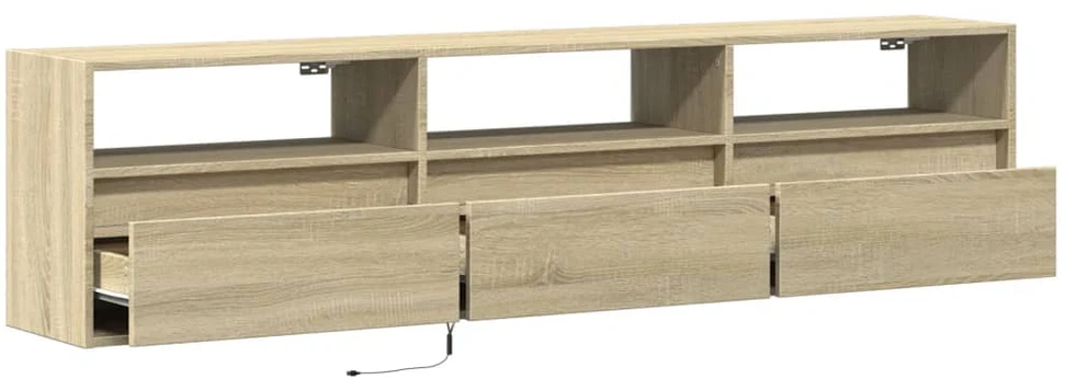 TV staliukas Sieninė TV spintelė su LED lemputėmis, ąžuolo, 180x31x45cm