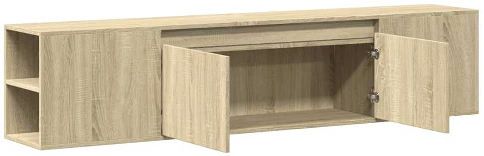TV staliukas Sieninė TV spintelė su LED lemputėmis, ąžuolo, 180x31x39,5cm