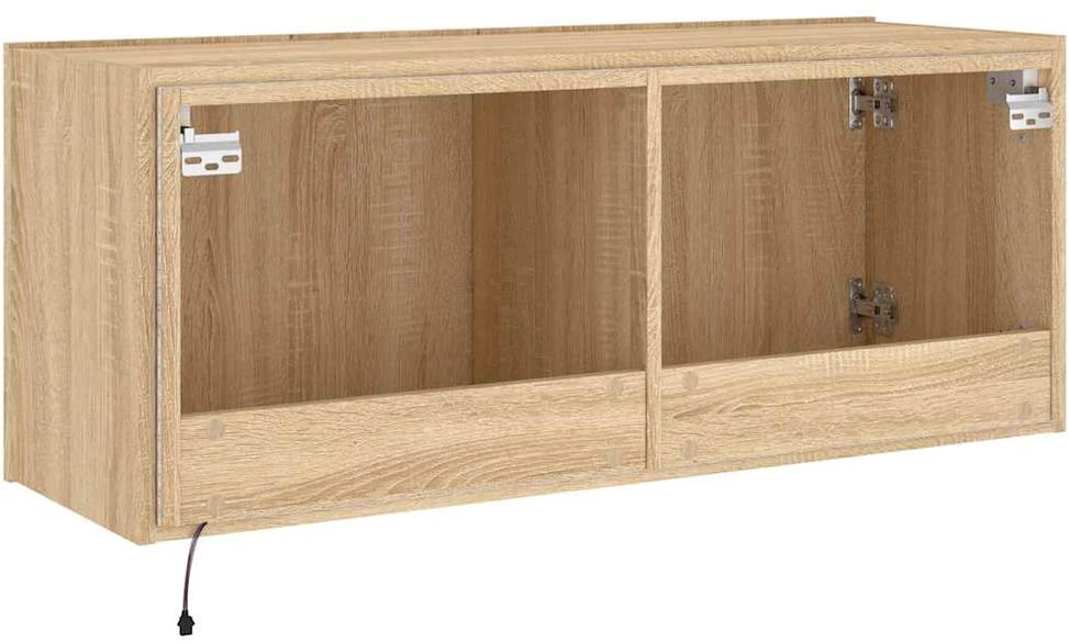 TV staliukas Sieninė TV spintelė su LED lemputėmis, ąžuolo, 100x35x41cm