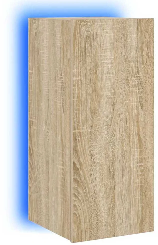 TV staliukas Sieninė TV spintelė su LED lemputėmis, ąžuolo, 30,5x35x70cm