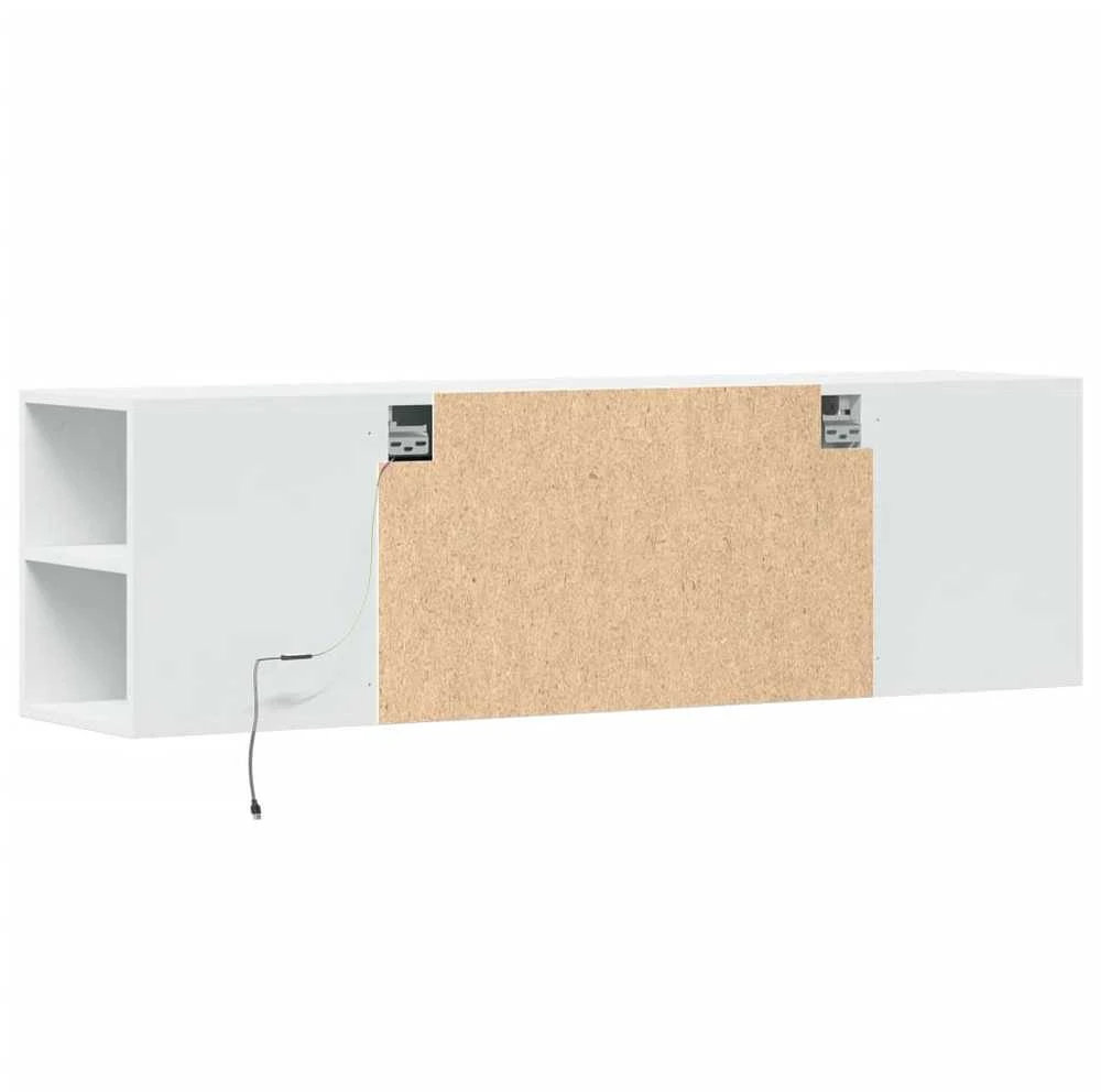 TV staliukas Sieninė TV spintelė su LED lemputėmis, balta, 135x31x39,5cm