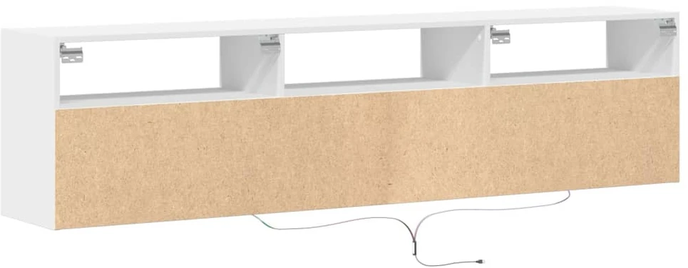 TV staliukas Sieninė TV spintelė su LED lemputėmis, balta, 180x31x45cm