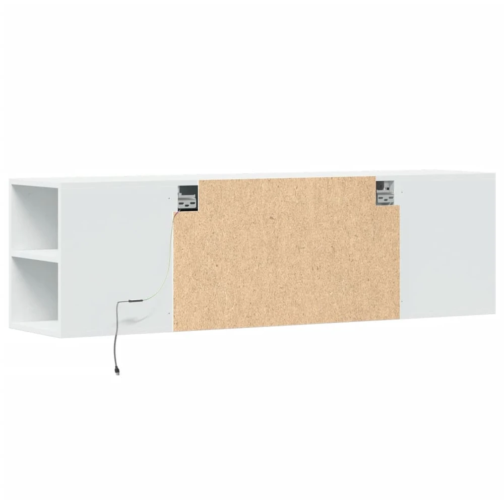 TV staliukas Sieninė TV spintelė su LED lemputėmis, balta, 135x31x39,5cm
