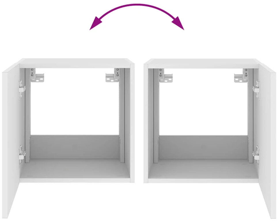 TV staliukas Sieninė TV spintelė su LED lemputėmis, balta, 40,5x35x40cm