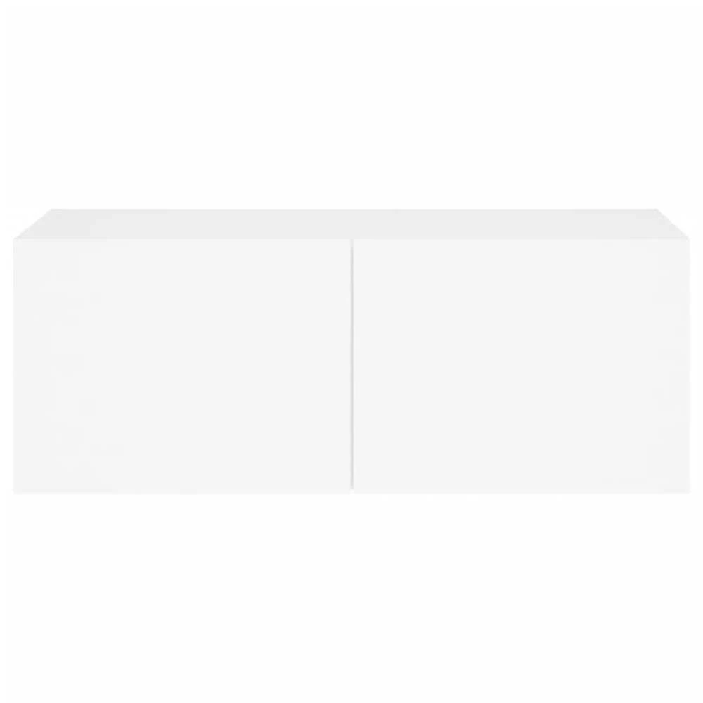 TV staliukas Sieninė TV spintelė su LED lemputėmis, balta, 80x35x31cm