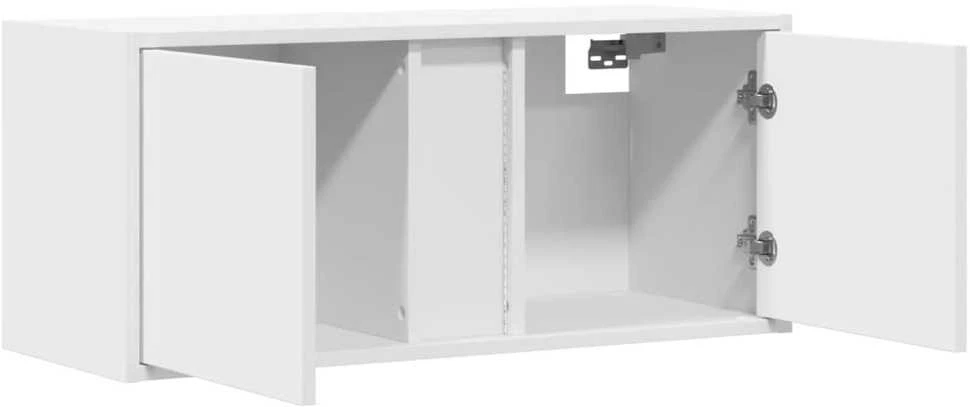 TV staliukas Sieninė TV spintelė su LED lemputėmis, balta, 80x31x35cm
