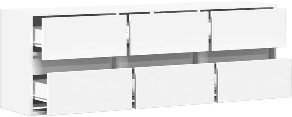 TV staliukas Sieninė TV spintelė su LED lemputėmis, balta, 130x31x45 cm
